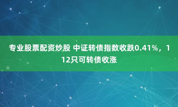 专业股票配资炒股 中证转债指数收跌0.41%，112只可转债收涨